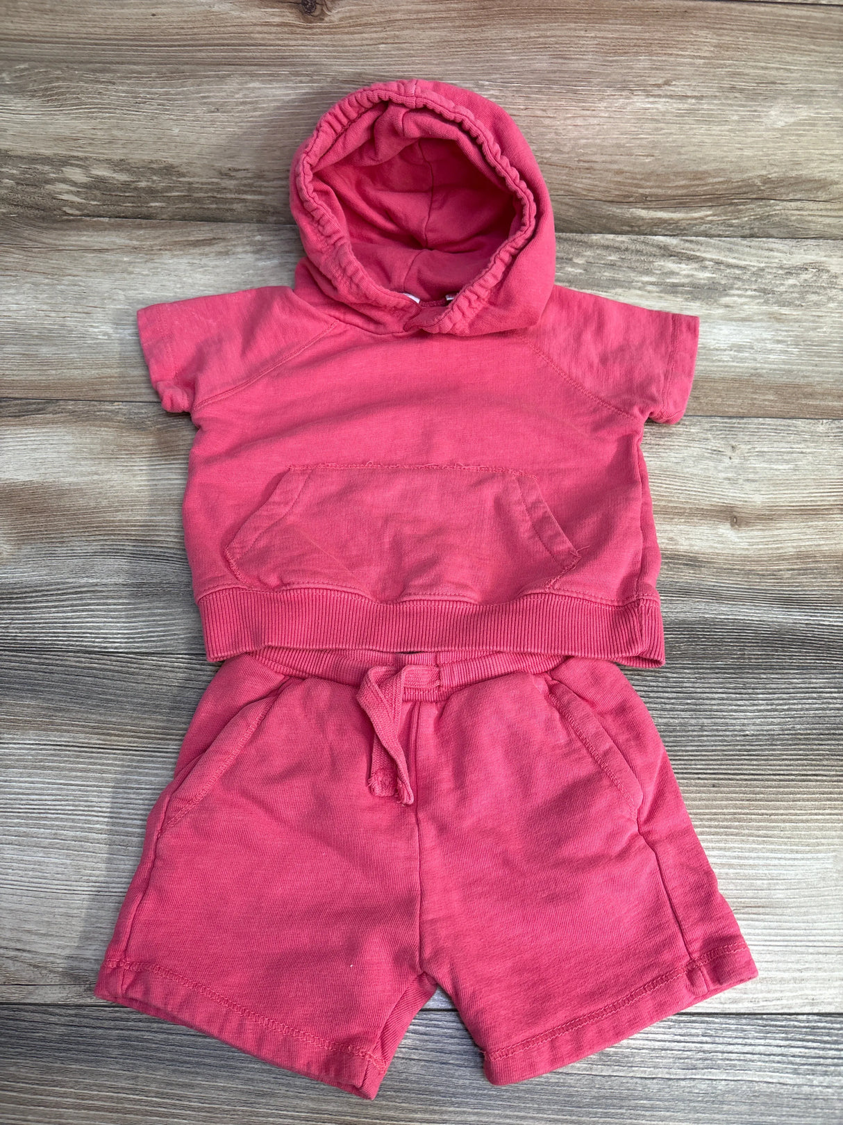 Zara Hooded Shirt & Shorts Pink sz 9-12m