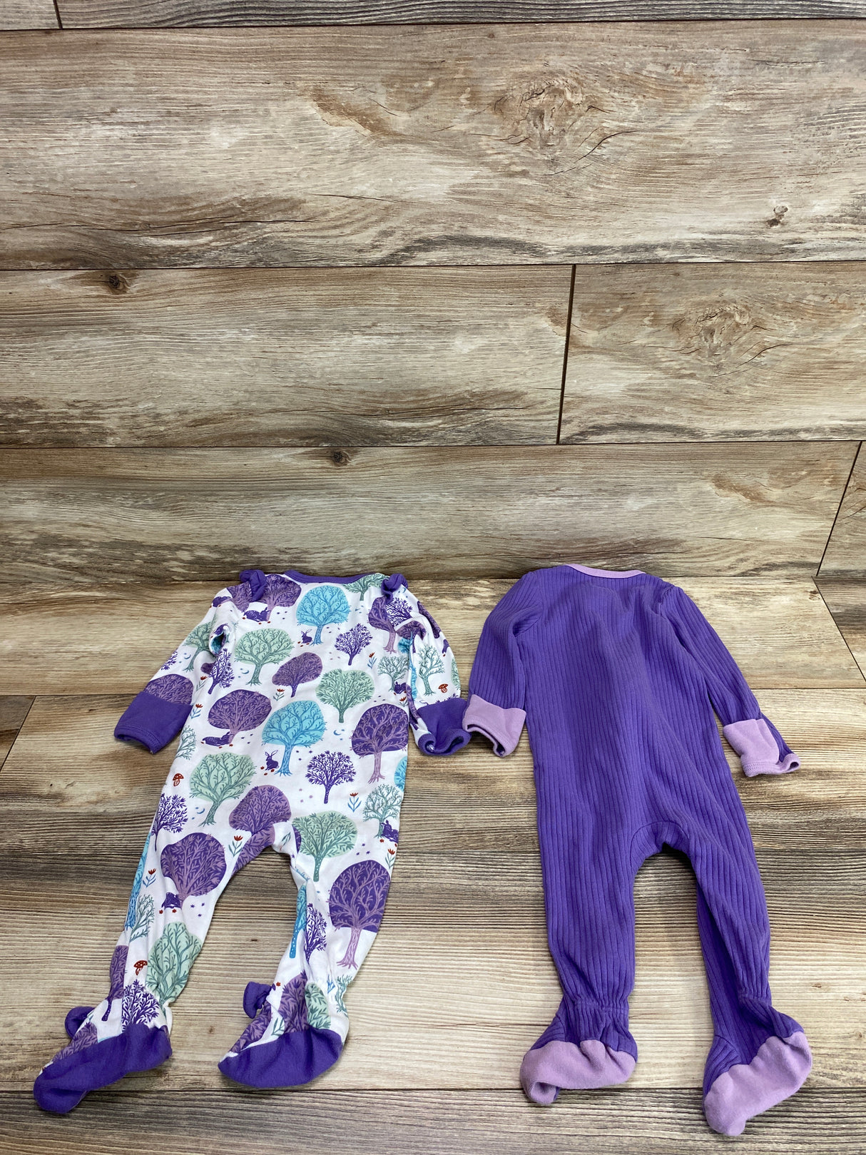 Cloud Island 2Pk Sleepers White/Purple sz 6-9m