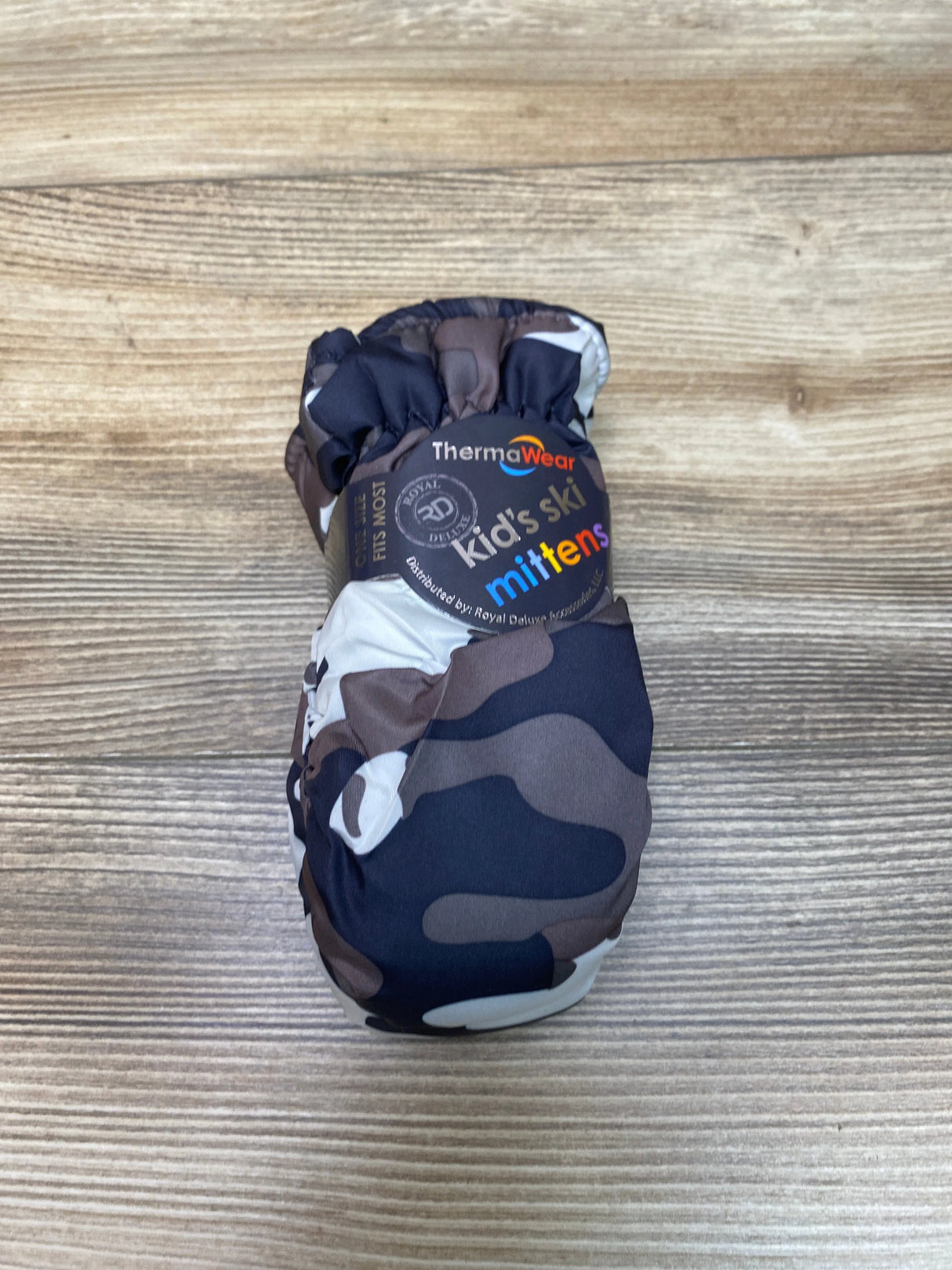 NEW ThermaWear Kid's Ski Grey Camo Mittens OSFM (1-3Y)