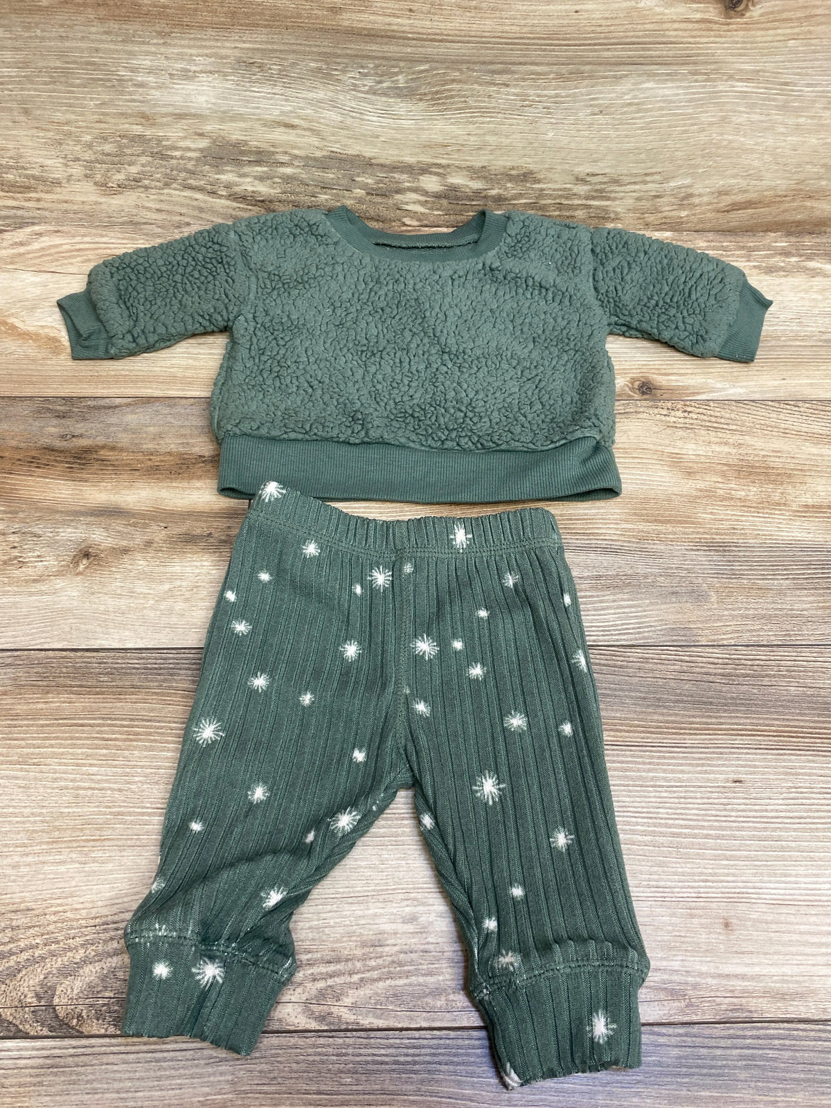 Grayson Collective 2pc Sherpa Sweatshirt & Pants Set Green sz 0-3m