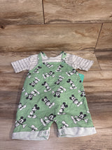 NEW Disney Baby 2pc Striped Shirt & Mickey Mouse Shortalls Grey sz 24m