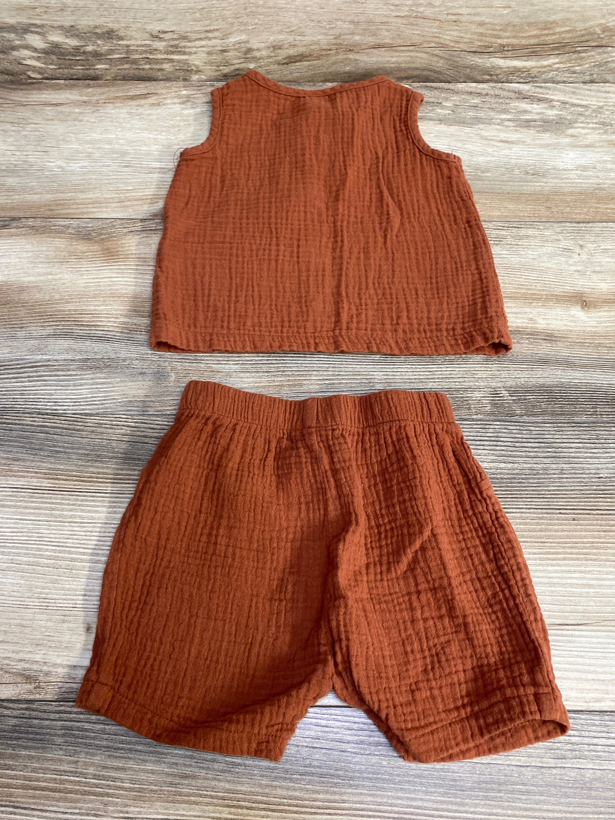 Pl Baby 2pc Henley Tank Top & Shorts Brown sz 12m