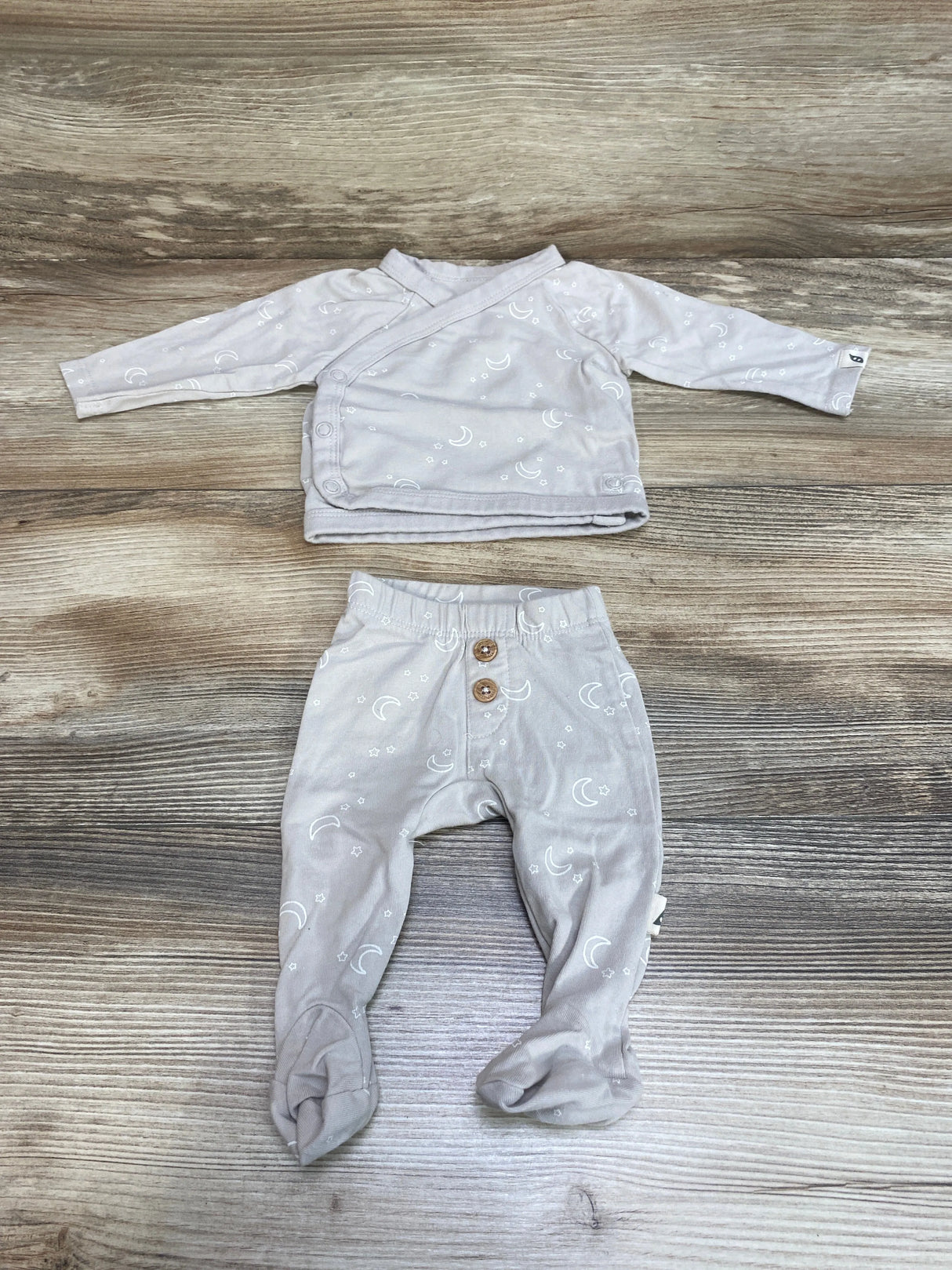 Easy-Peasy 2pc Kimono Moon Print Top & Pants Grey sz Newborn