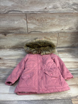 J For Justify Quilted Sherpa-Lined Fur Trim Jacket Pink sz 3T