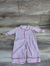 Petite Plume Antique Red Ticking Twill Classic Romper White sz 6/12m
