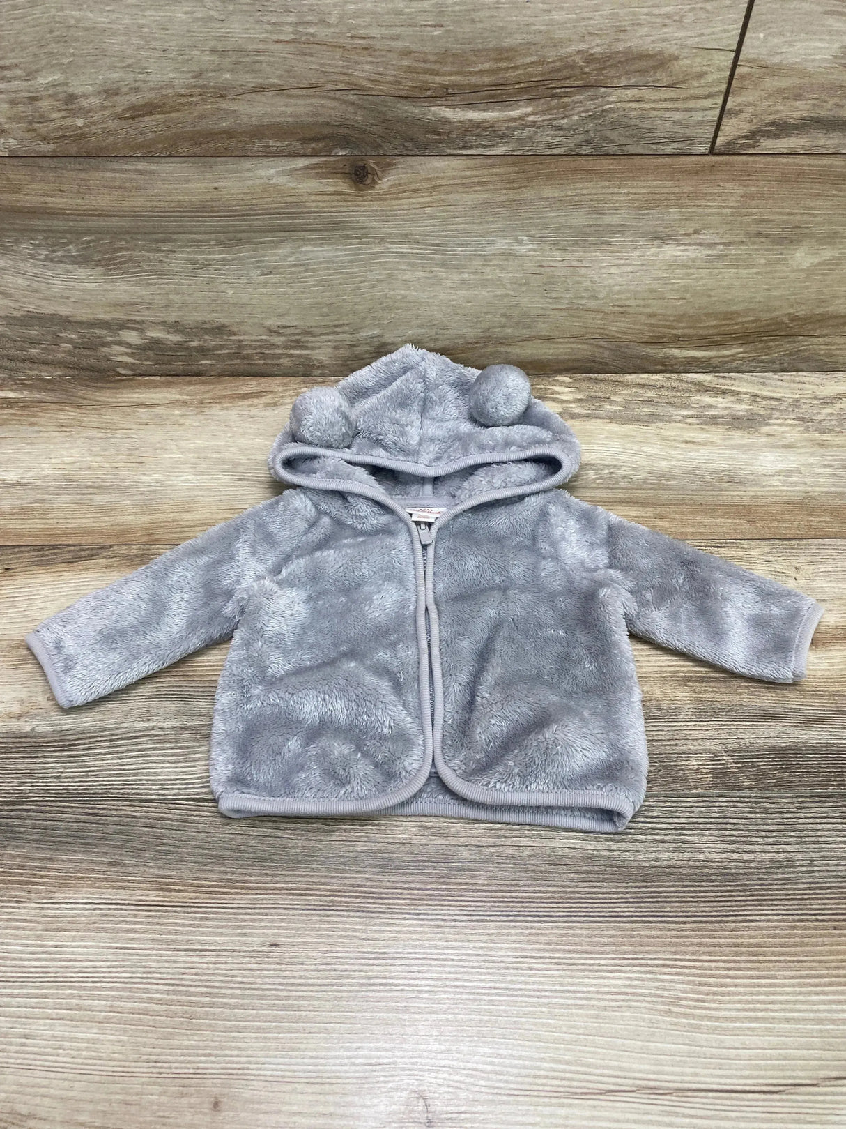 Cat & Jack Bear Fleece Full Zip Hoodie Grey sz 0-3m