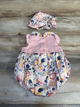 Tommy Bahama 2pc Bubble Romper & Bonnet Pink sz 3-6m