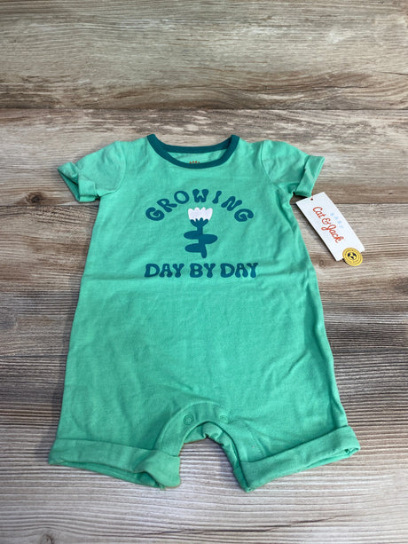NEW Cat & Jack Growing Day By Day Shortie Romper Green sz 3-6m - Me n Mommy To Be