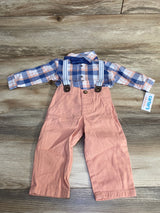 NEW Just One You 4pc Plaid Button-Up Suspender Set Blue sz 9m