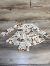 Little Crowns & Capes Bamboo Dress Safari Animals Cream sz 6-12m