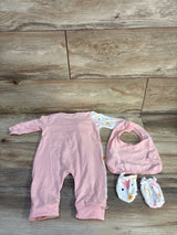 Shein 3pc Daddy's Little Princess Coverall, Bib, & Mittens Pink sz 1-3m