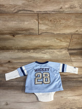 Disney Baby Mickey Mouse Jersey Layered Waffle Knit Bodysuit Blue sz 6/9m