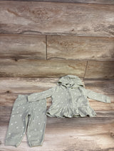 Carter's 2pc Zip-Up Waffle Knit Jacket & Pants Set Green sz 6m