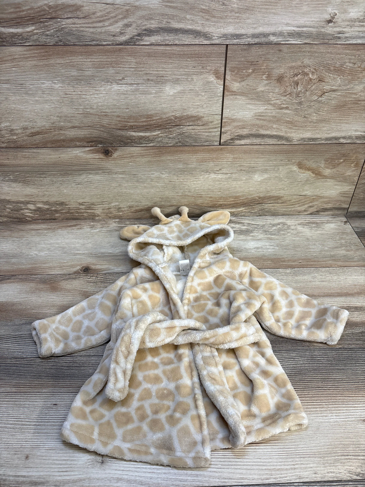 Hudson Baby Plush Giraffe Print Robe Tan sz 0-9m