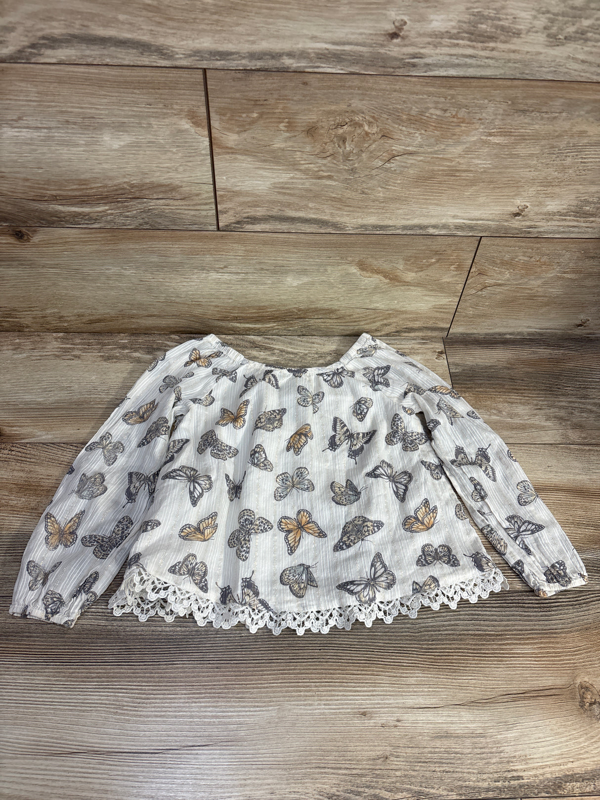 Cynthia Rowley Metallic Butterfly Print Top White sz 5-6