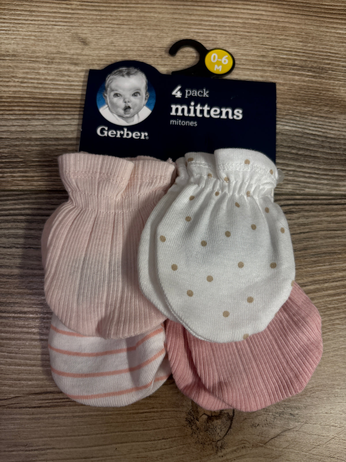 NEW Gerber 4pk No Scratch Mittens sz 0-6m