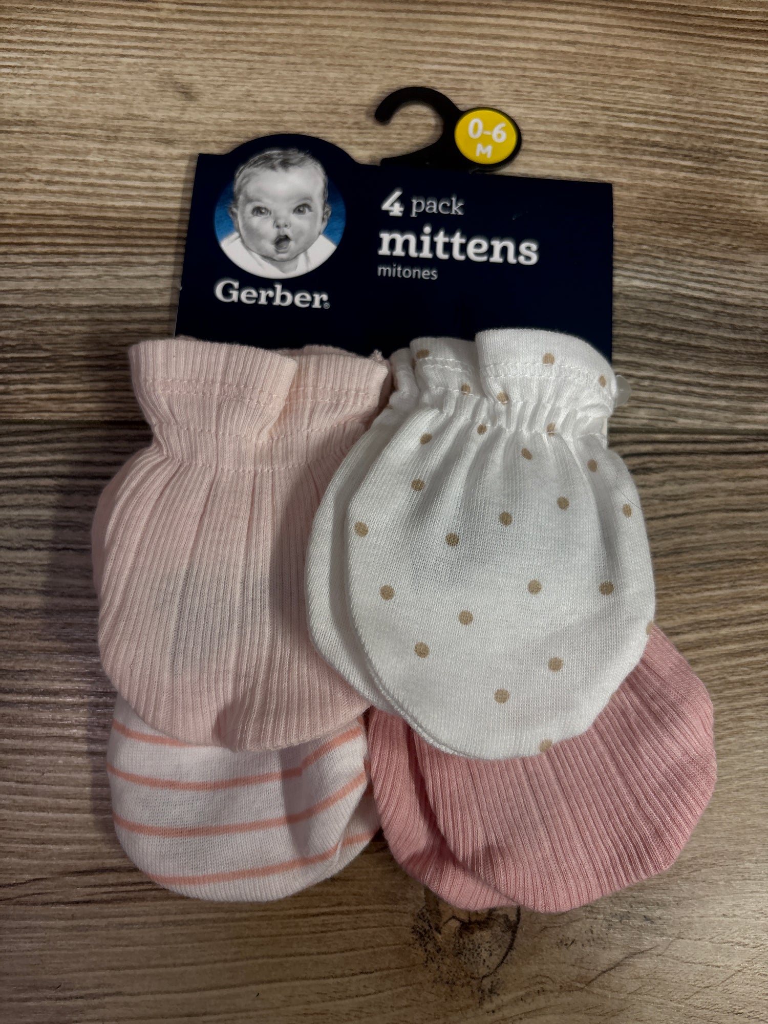 NEW Gerber 4pk No Scratch Mittens sz 0-6m