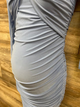 Club L London Ruched Mesh Sleeve Maternity Dress Powder Blue sz Small