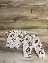 Shein 2pc Bear Bodysuit & Pants Set Beige sz 1-3m
