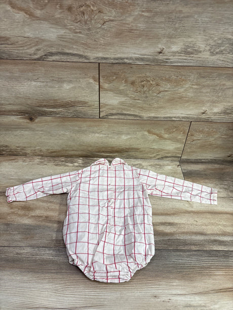 Beige and red windowpane check long sleeve collared bubble romper by Me n Mommy To Be
