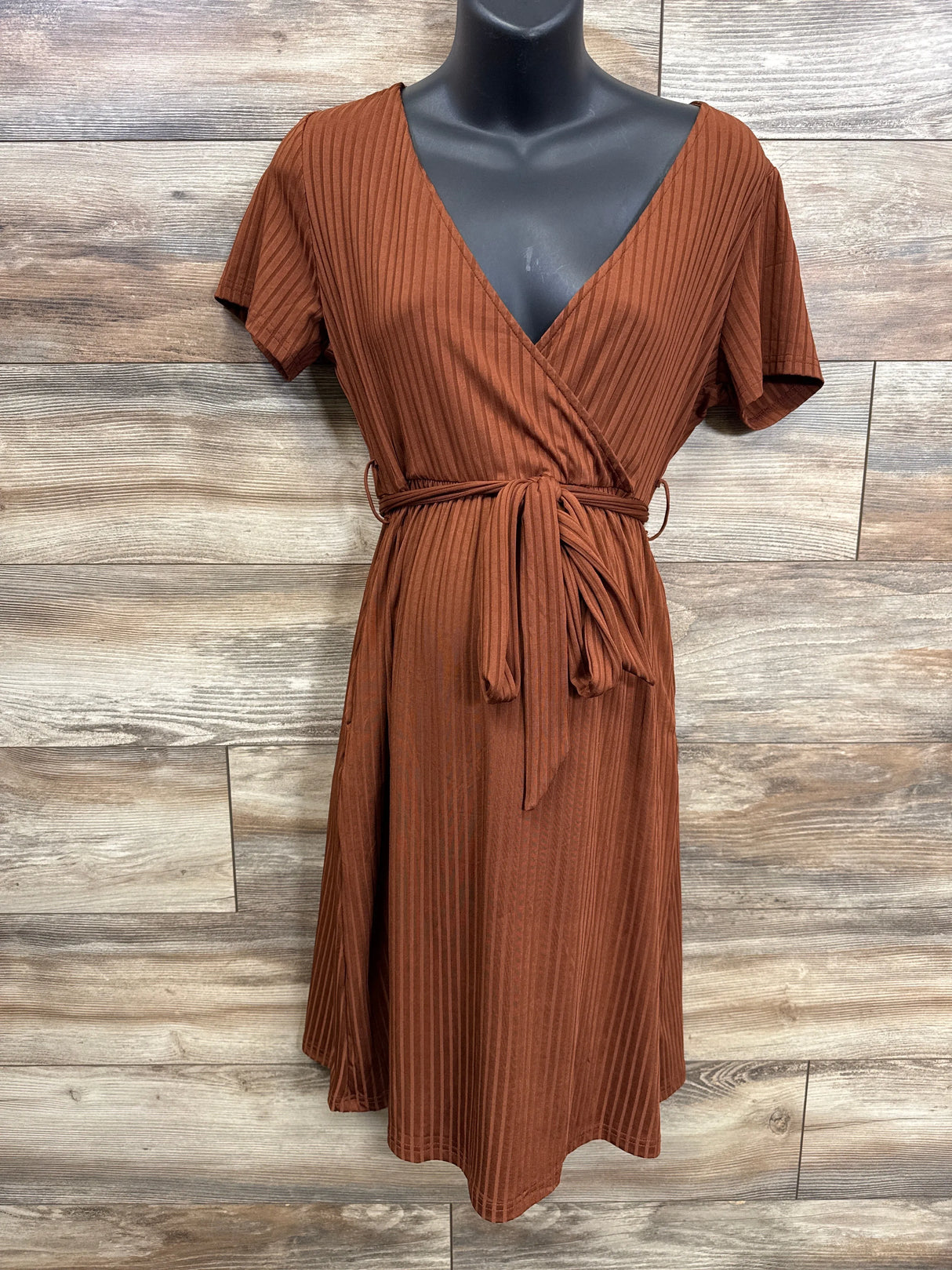 Ekouaer Ribbed Maternity Dress Brown sz Medium