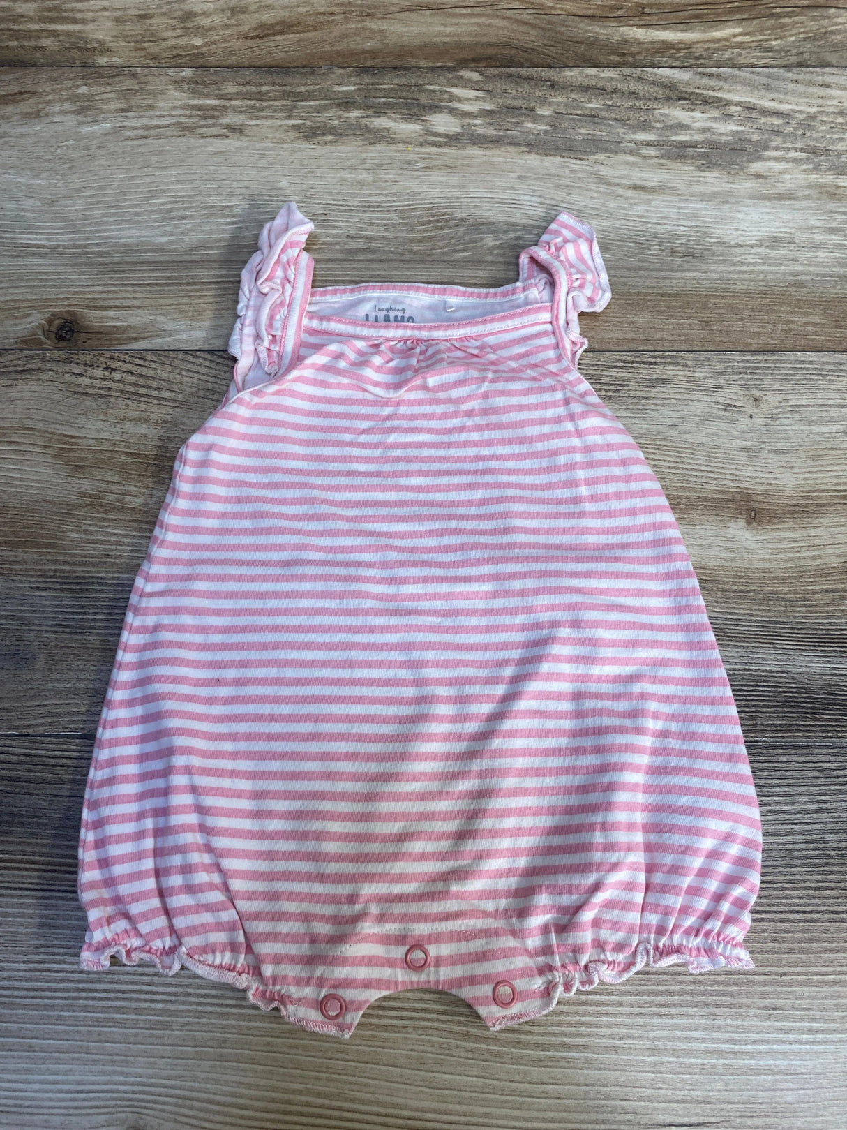 Laughing Llama Striped Shortie Romper Pink sz 9m