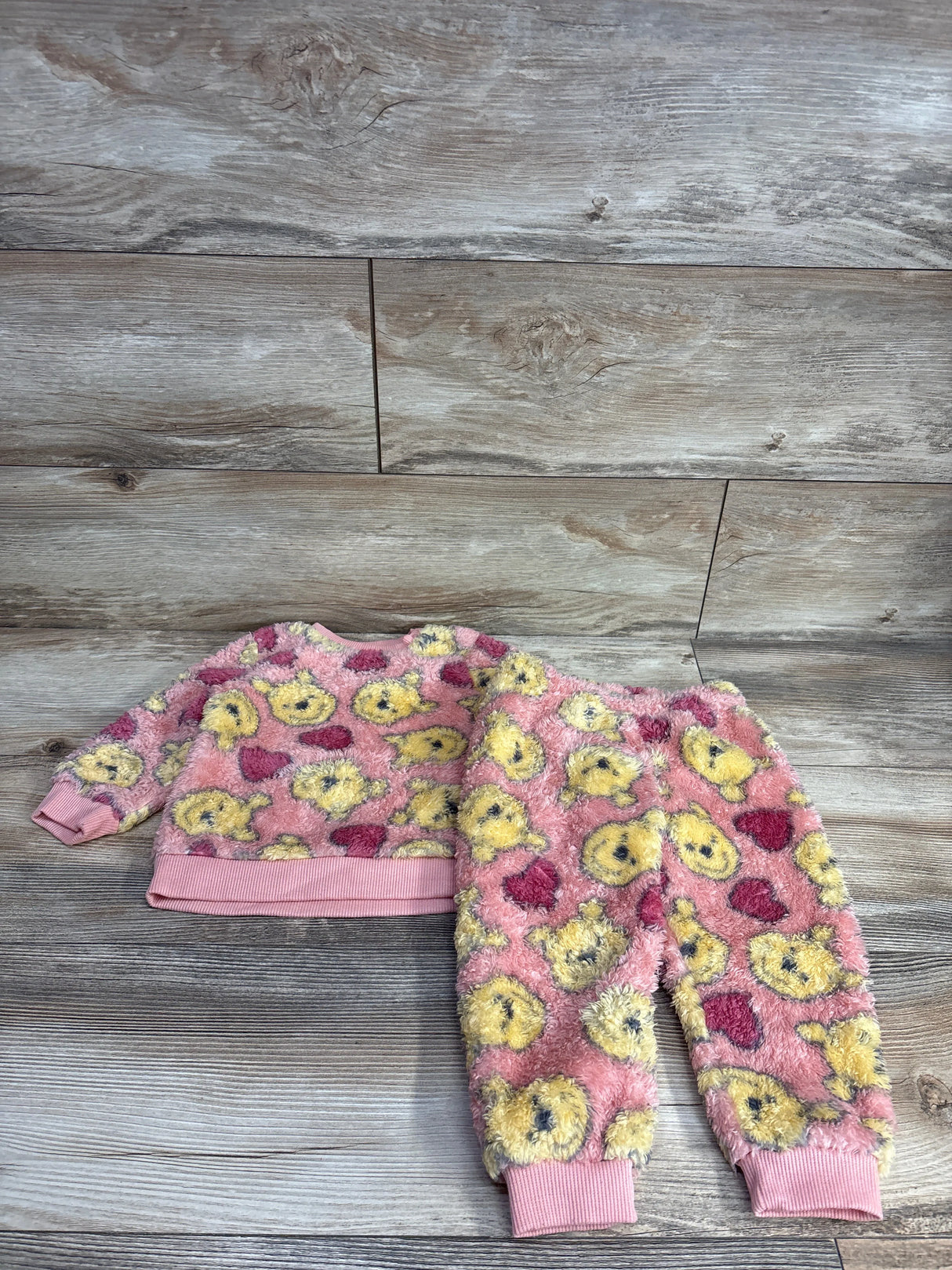 Disney Baby 2pc Plush Winnie The Pooh Sweatshirt Set Pink sz 18m