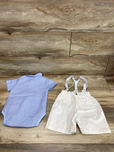 3pc Bodysuit Suspender Short Set Blue sz 12-18m