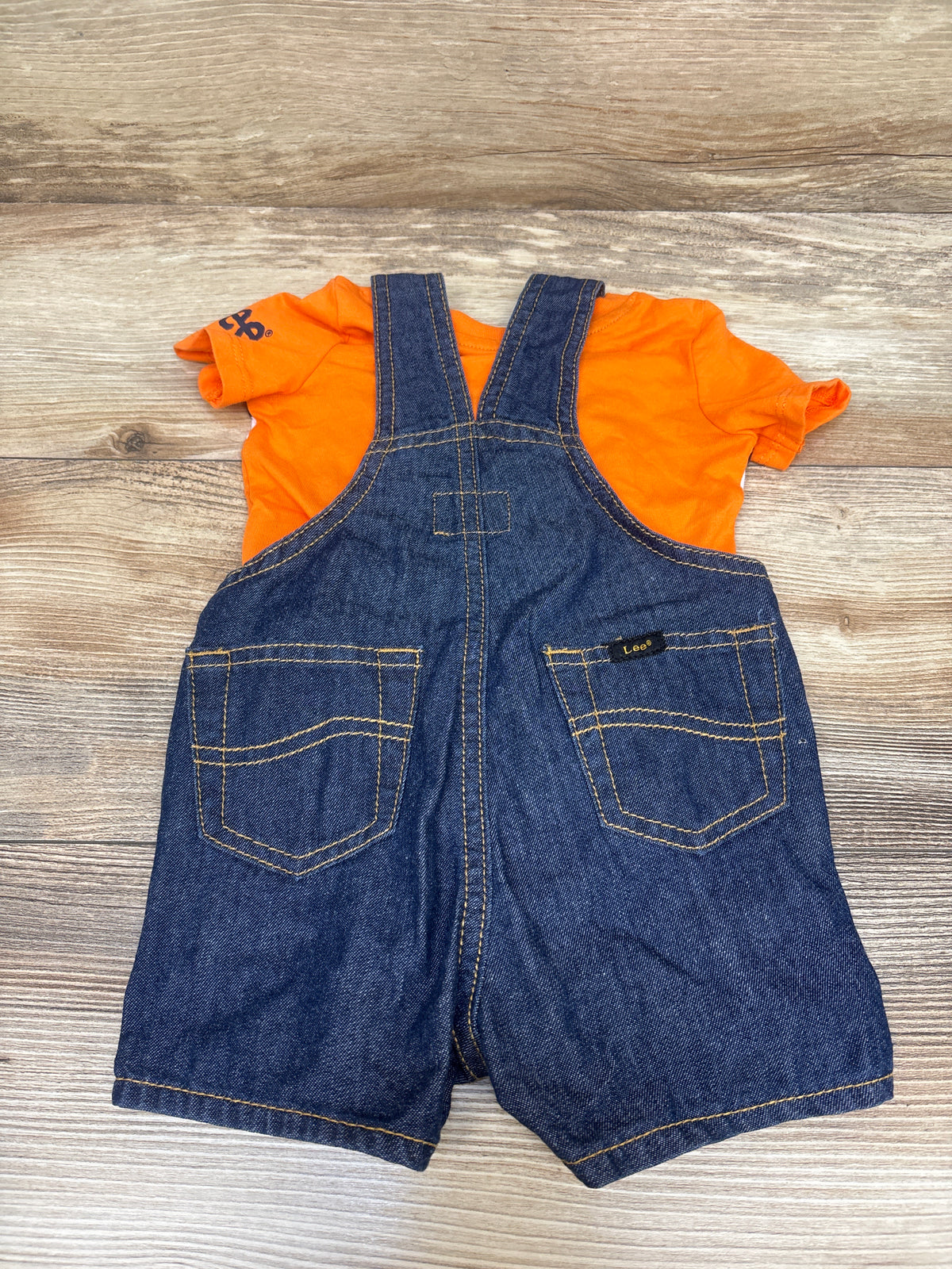 Lee 2pc Shirt & Denim Shortalls Set Orange sz 3-6m