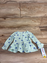 NEW Cat & Jack Floral Waffle Knit Peplum Top Mint sz 12m
