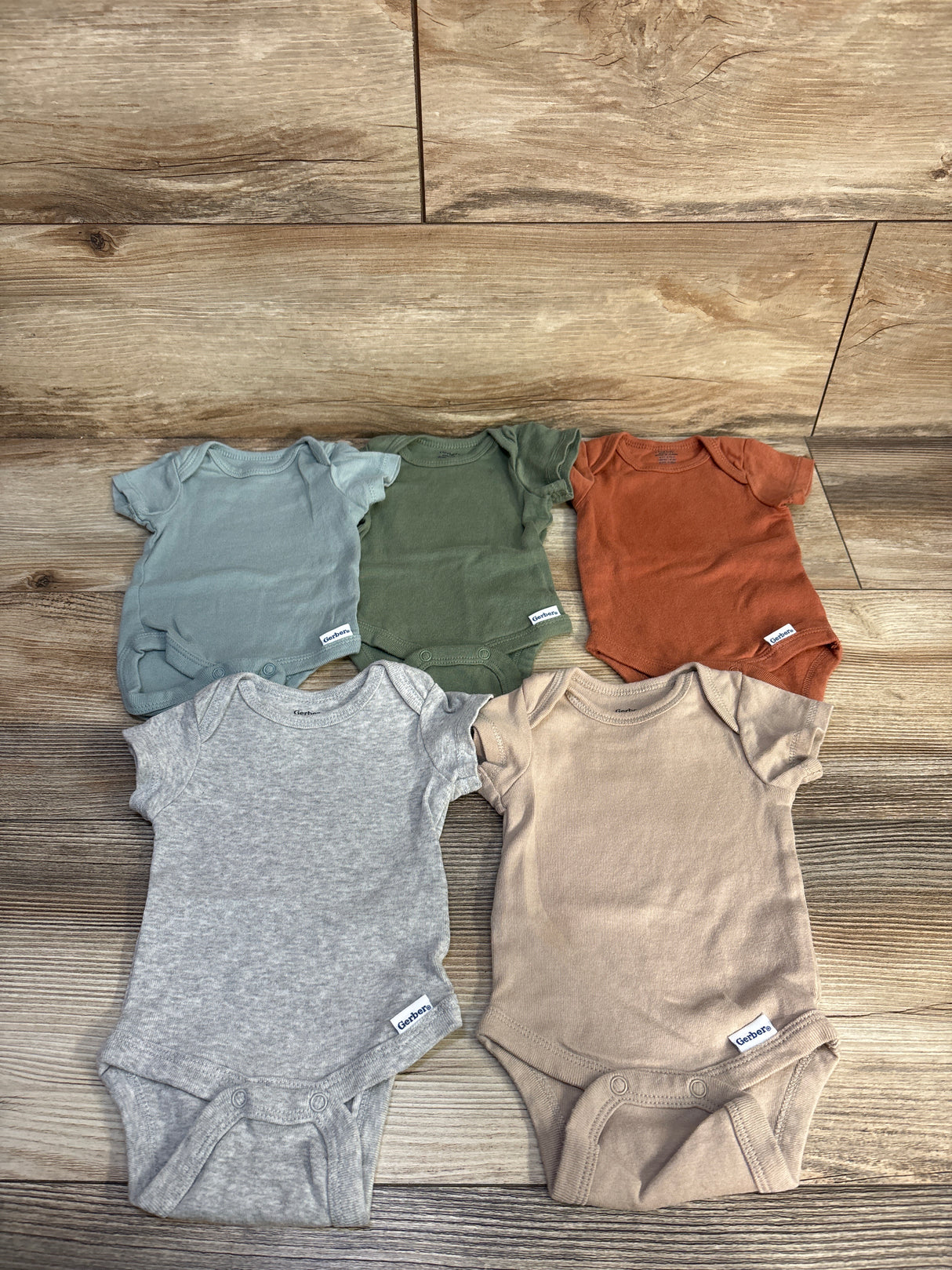 Gerber 5pk Bodysuit Set Green sz Newborn