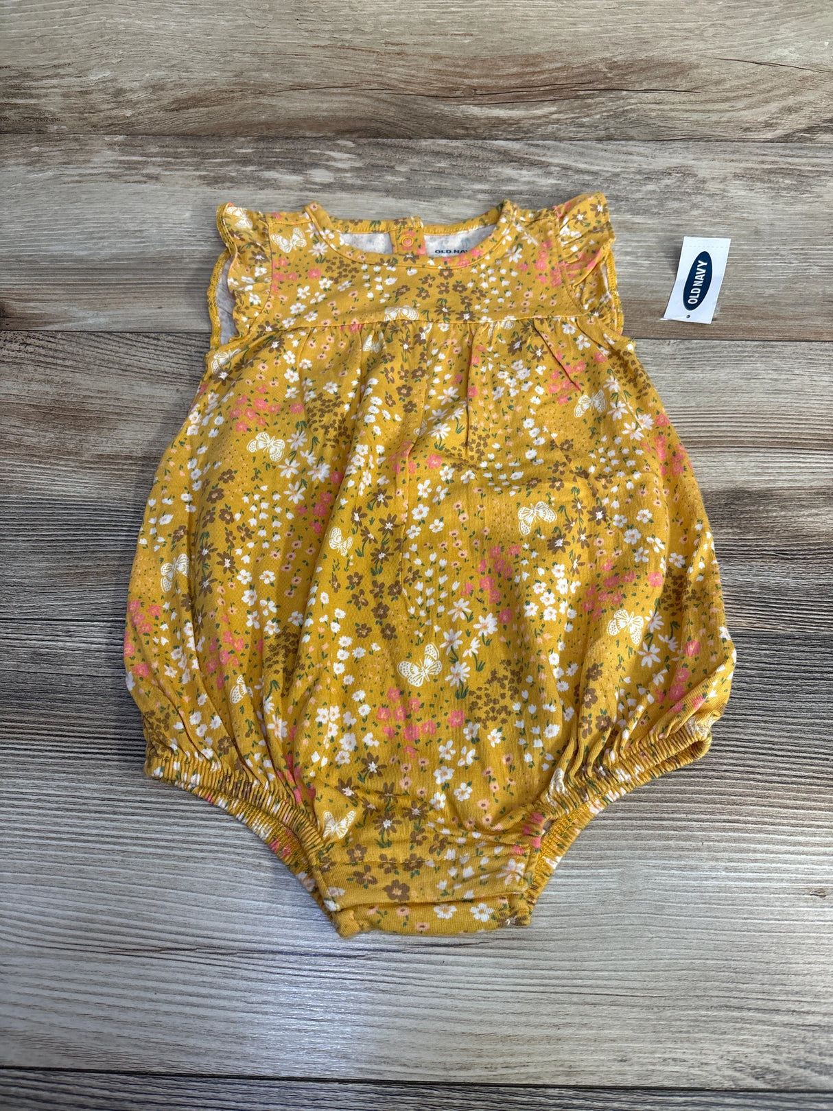 NEW Old Navy Floral Bubble Romper Yellow sz 12-18m