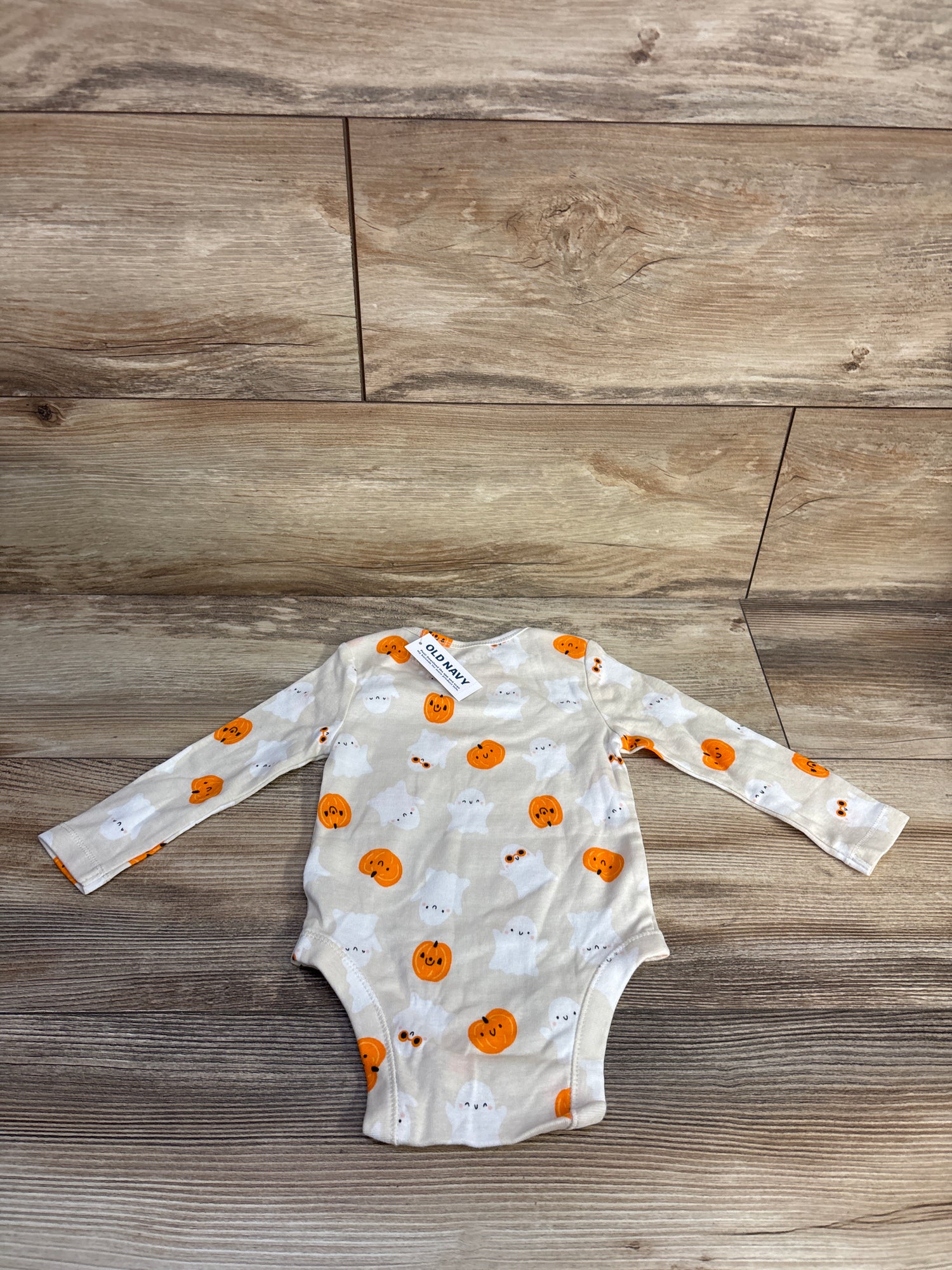 NEW Old Navy Ghost Pumpkin Bodysuit Cream sz 6-12m