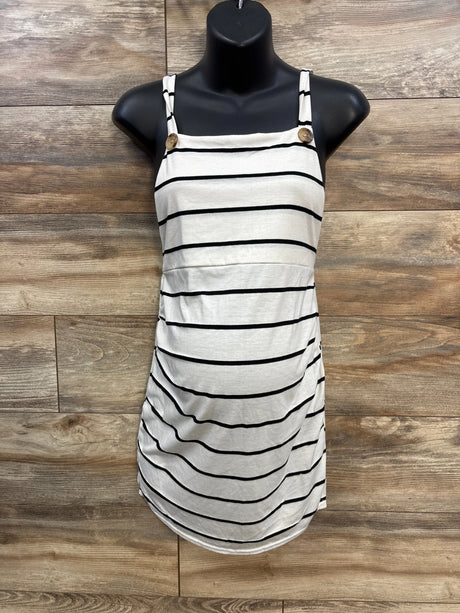 Boohoo Stripe Pinafore Dress White sz Medium - Me n Mommy To Be