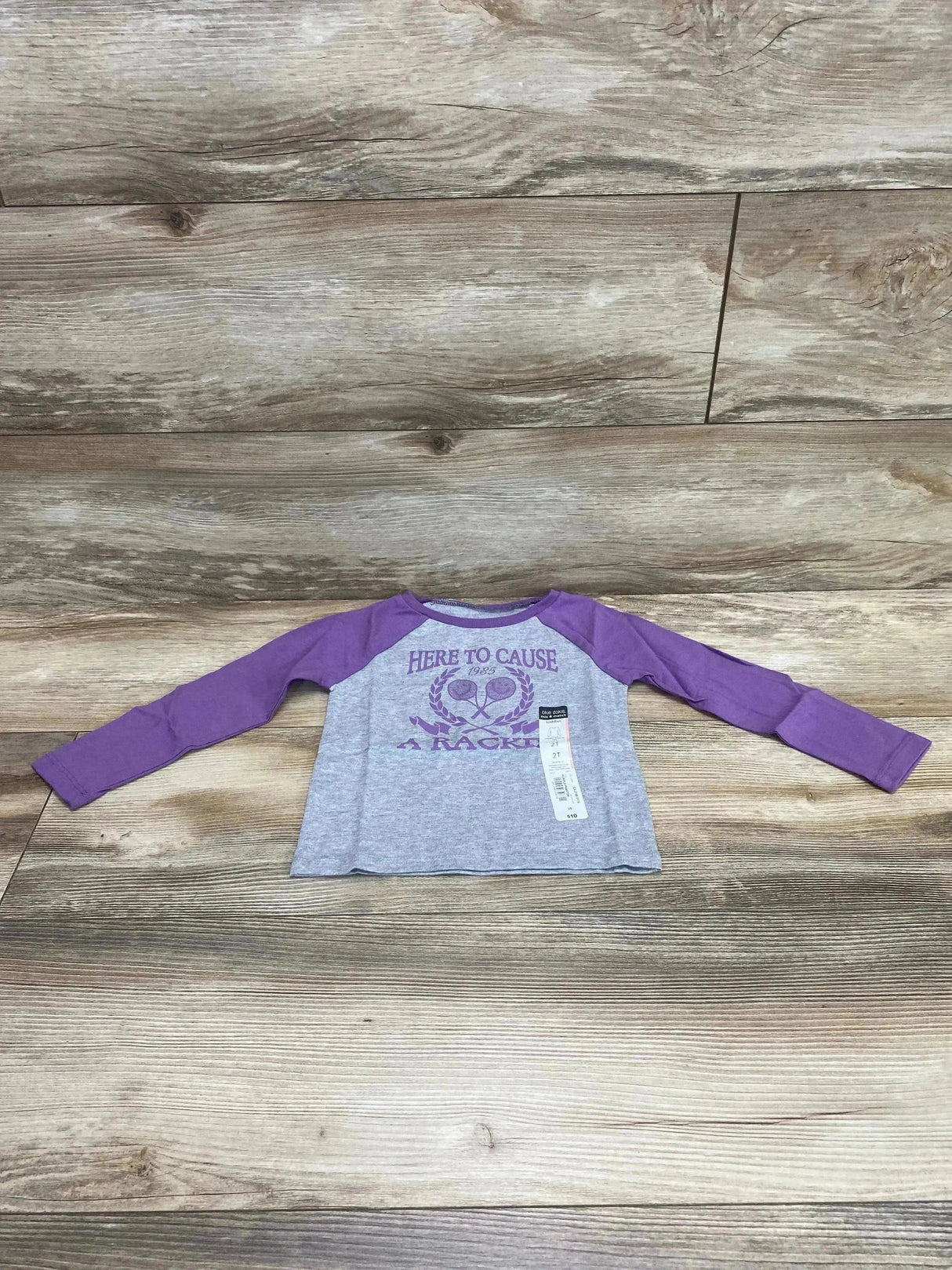 NEW Okie Dokie Here To Cause A Racket Purple/Grey Shirt sz 2T