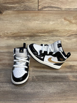 Air Jordan 1 Mid Patent SE TD 'Black Gold' Sneakers sz 9c