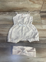 Calvin Klein 2pc Tank Romper & Headband Set Tan sz 3/6m