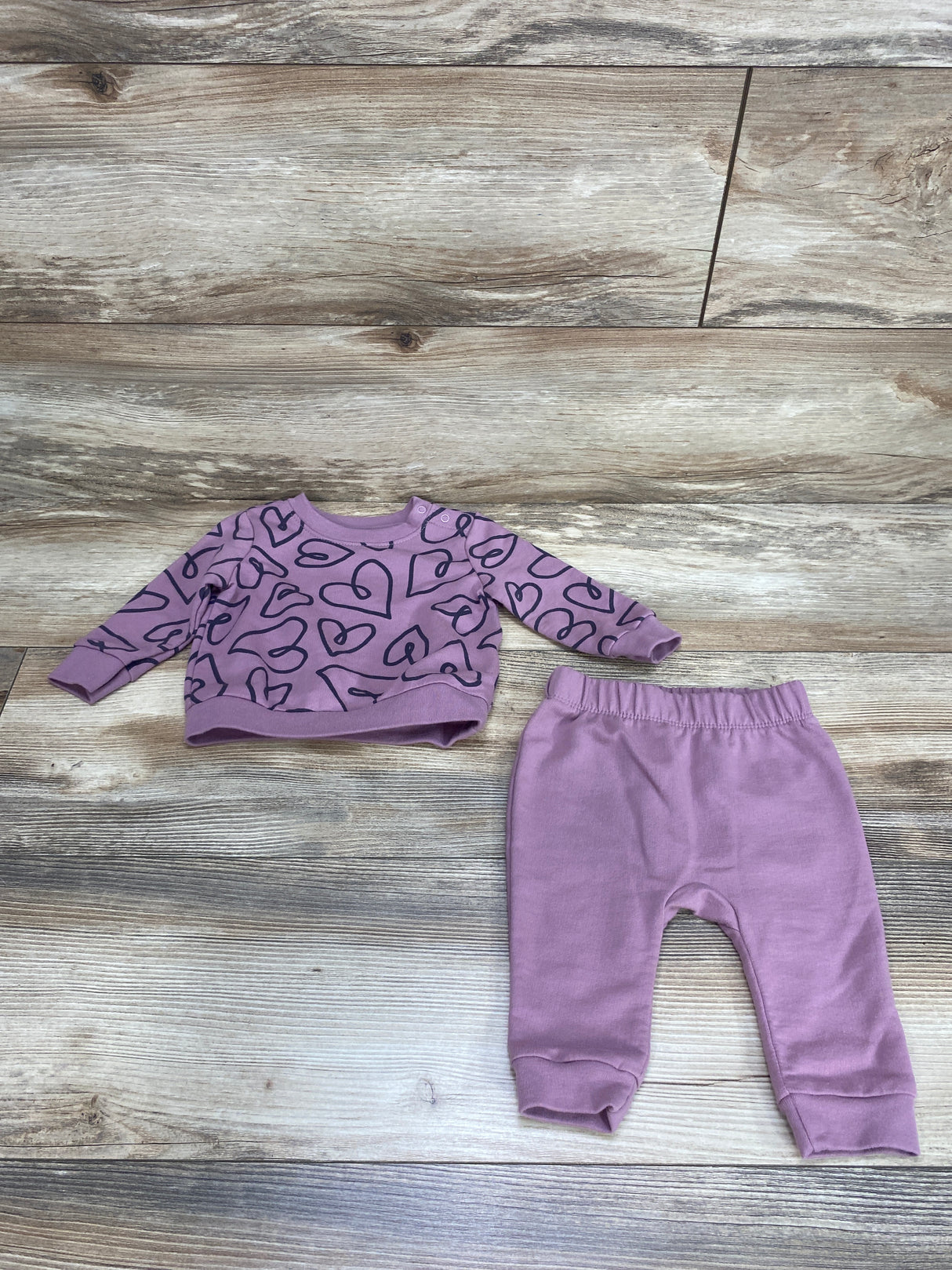 Cat & Jack 2pc Hearts Sweatshirt & Pants Purple sz 3-6m