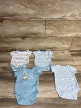 Le Top Bebe 4pk Truck Bodysuit Set Light Blue sz 0-3m