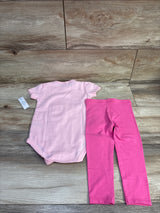 NEW Wonder Nation 2pc Bodysuit & Pants Set Pink sz 18m