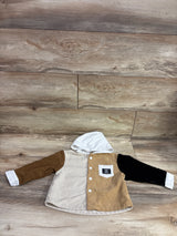 Shein Corduroy Button-Up Hooded Sweatshirt Beige sz 12-18m