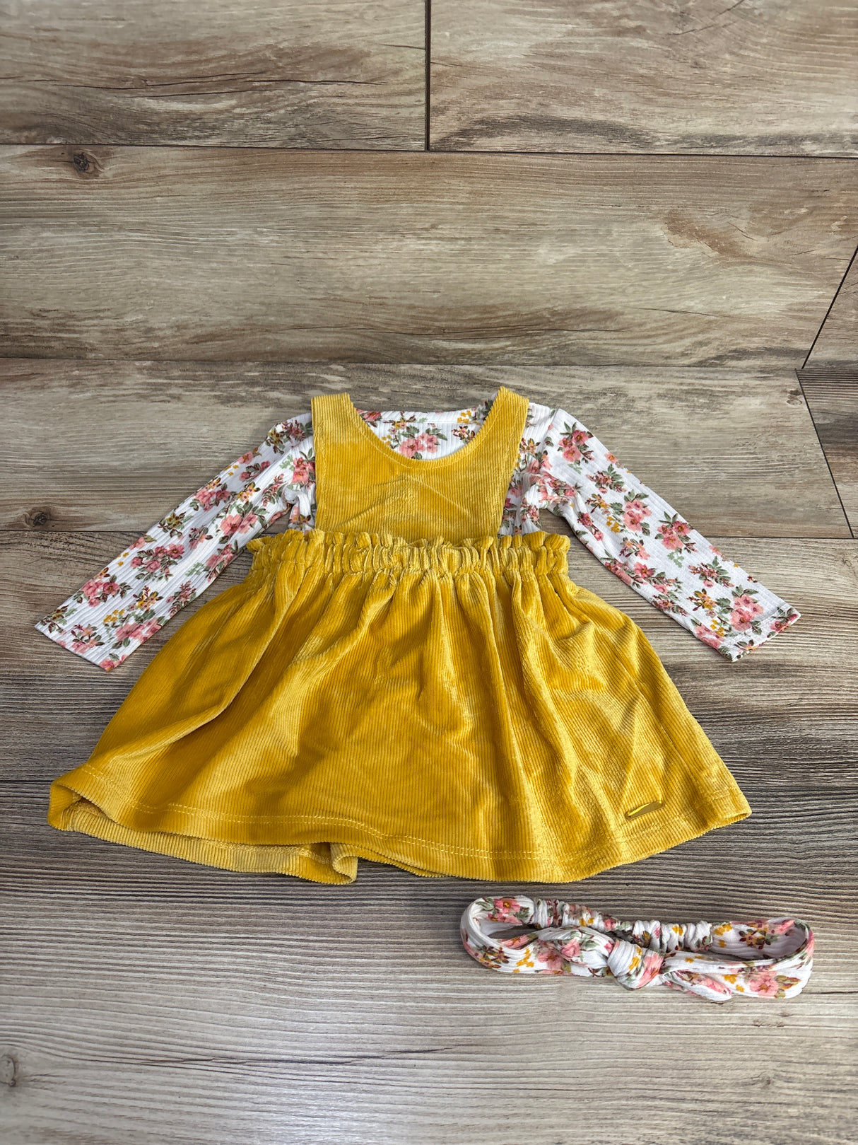 Tahari 3pc Floral Jumper Set Yellow sz 3-6m