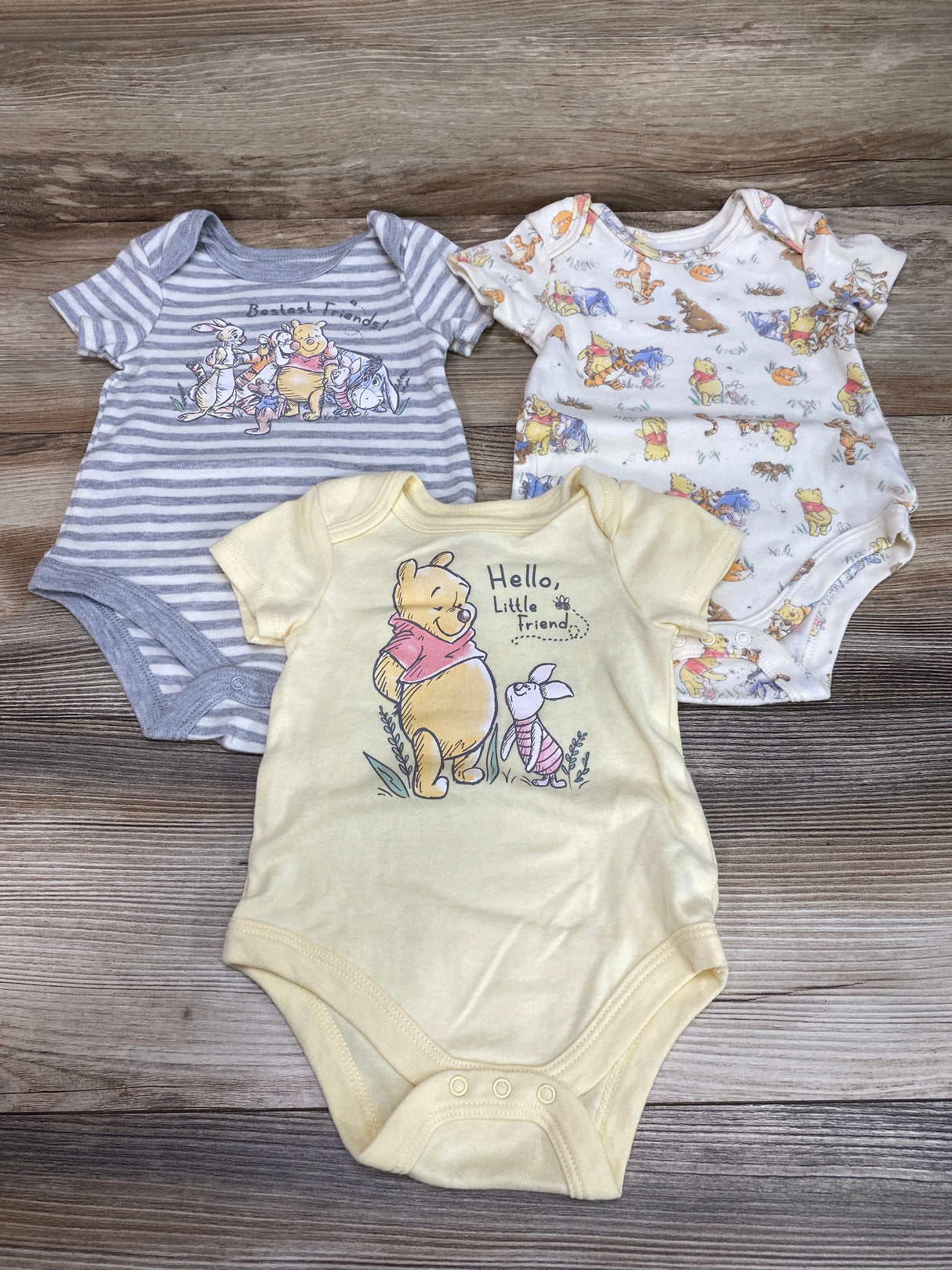 Disney Baby 3pk Winnie The Pooh Bodysuits Yellow sz 3-6m