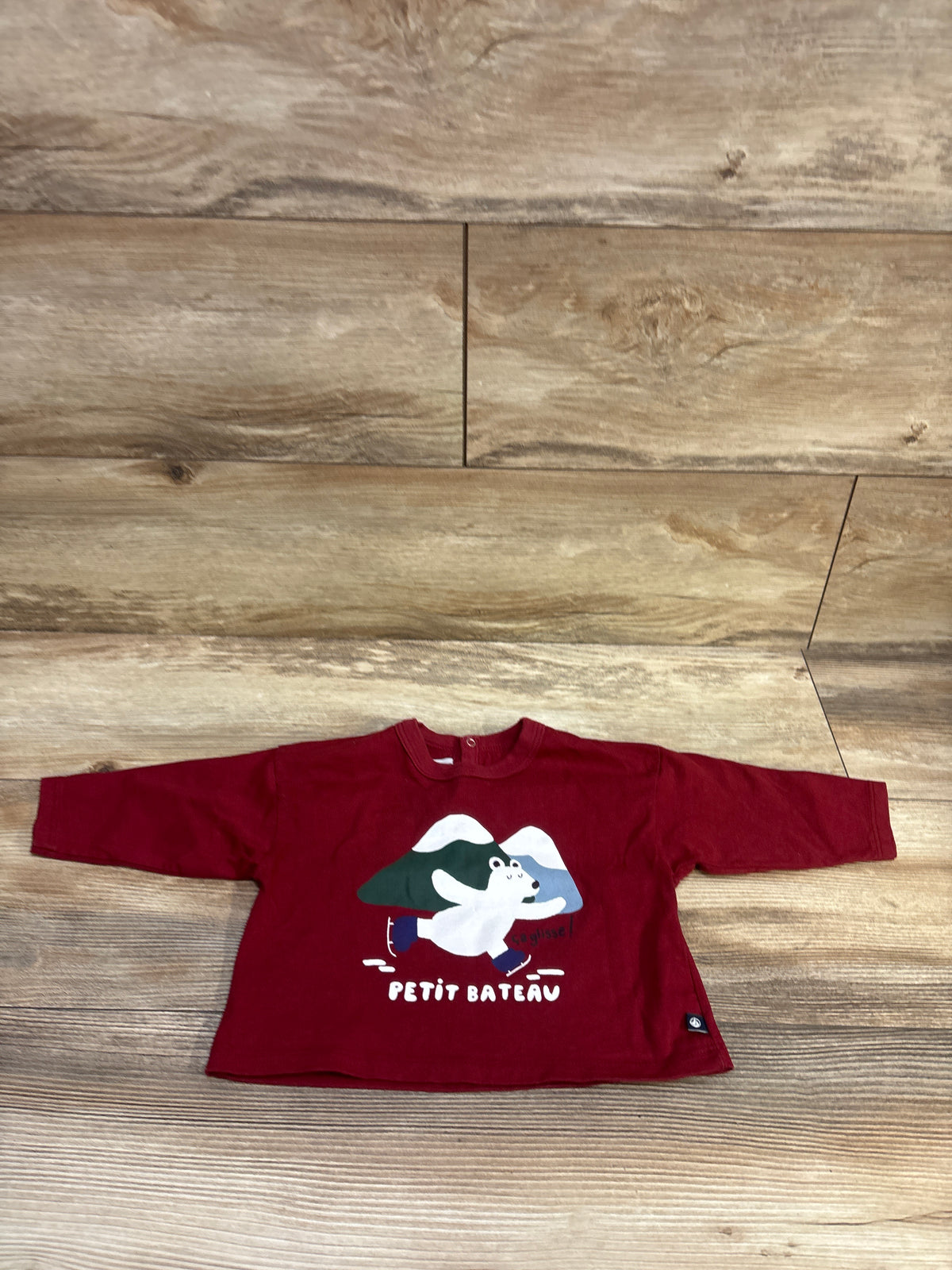 Petit Bateau Long Sleeve Shirt Red sz 12m