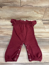Kate Quinn Organic Smocked Flutter Sleeve Jumpsuit Burgundy sz 6-12m