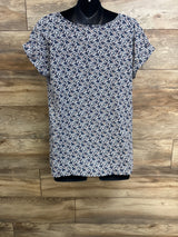 Motherhood Maternity Floral V-Neck Shirt Blue sz Small