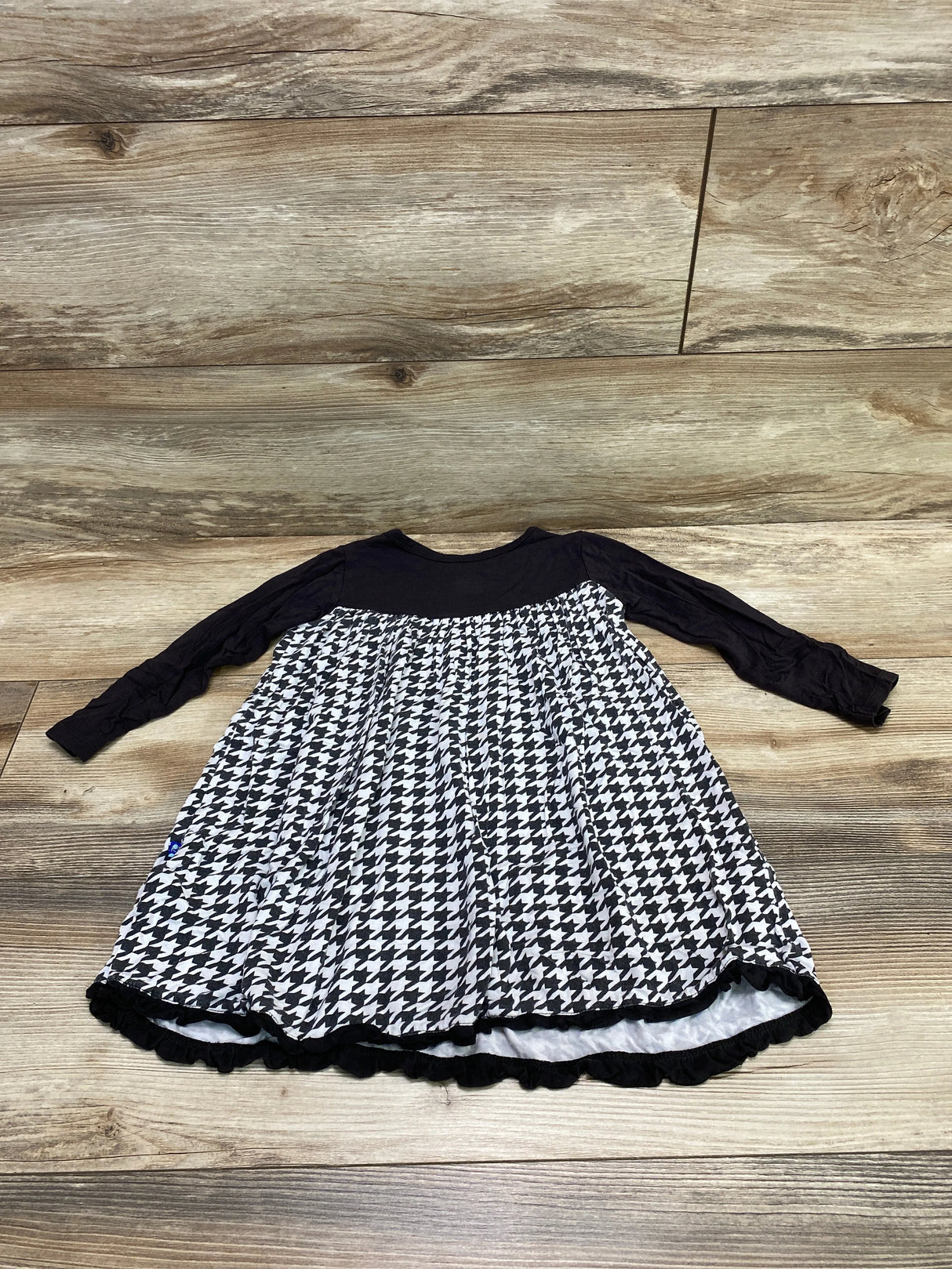 Kickee Pants Houndstooth Dress Black sz 2T