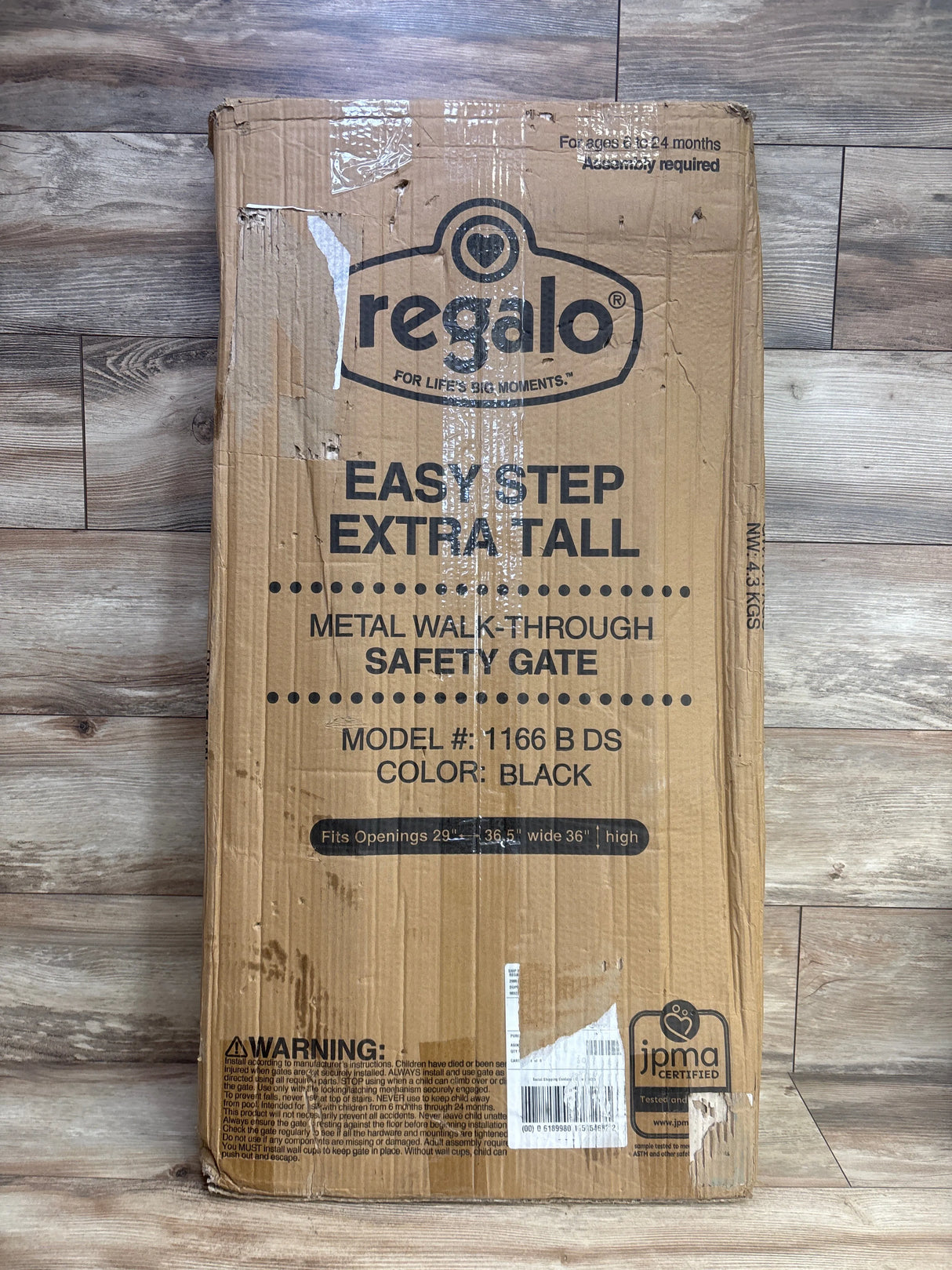 NEW Regalo Extra Tall Easy Step Metal Walk Through Baby Gate Black