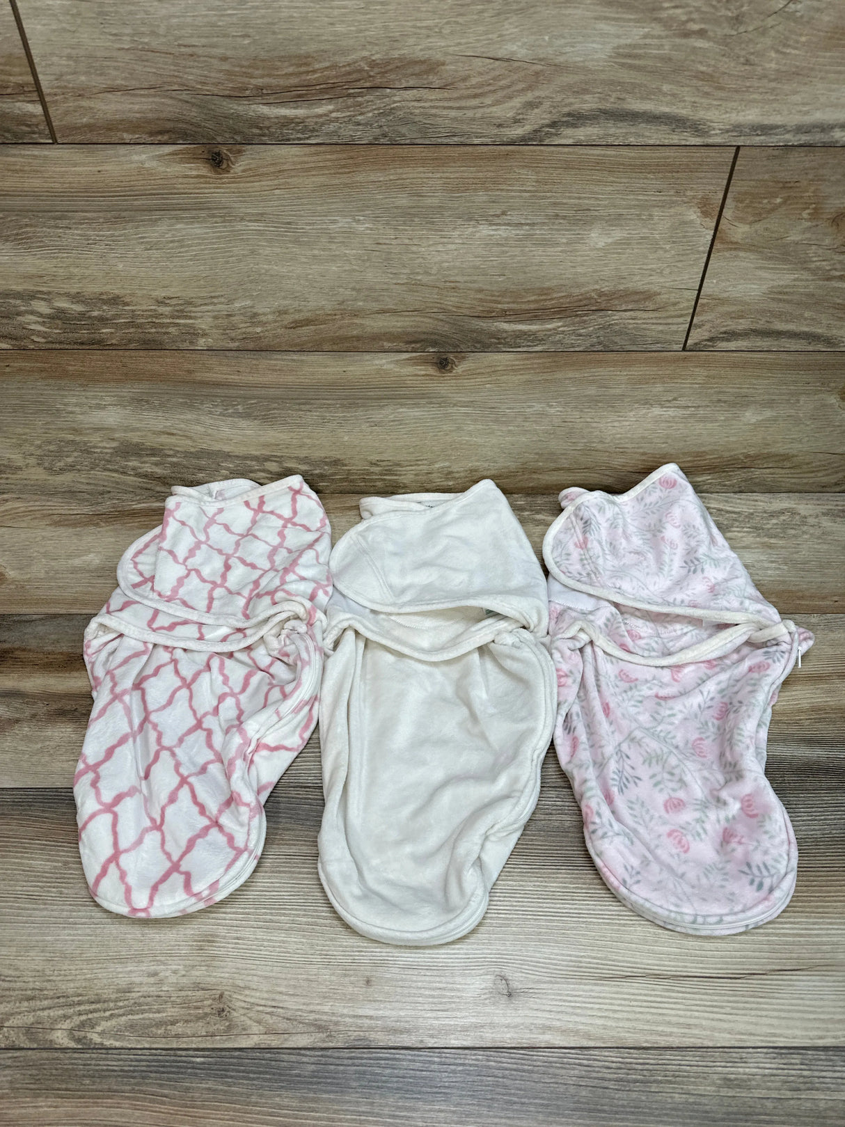 aden + anais 3pk Velboa Wrap Swaddles Pink/White sz 0-3m