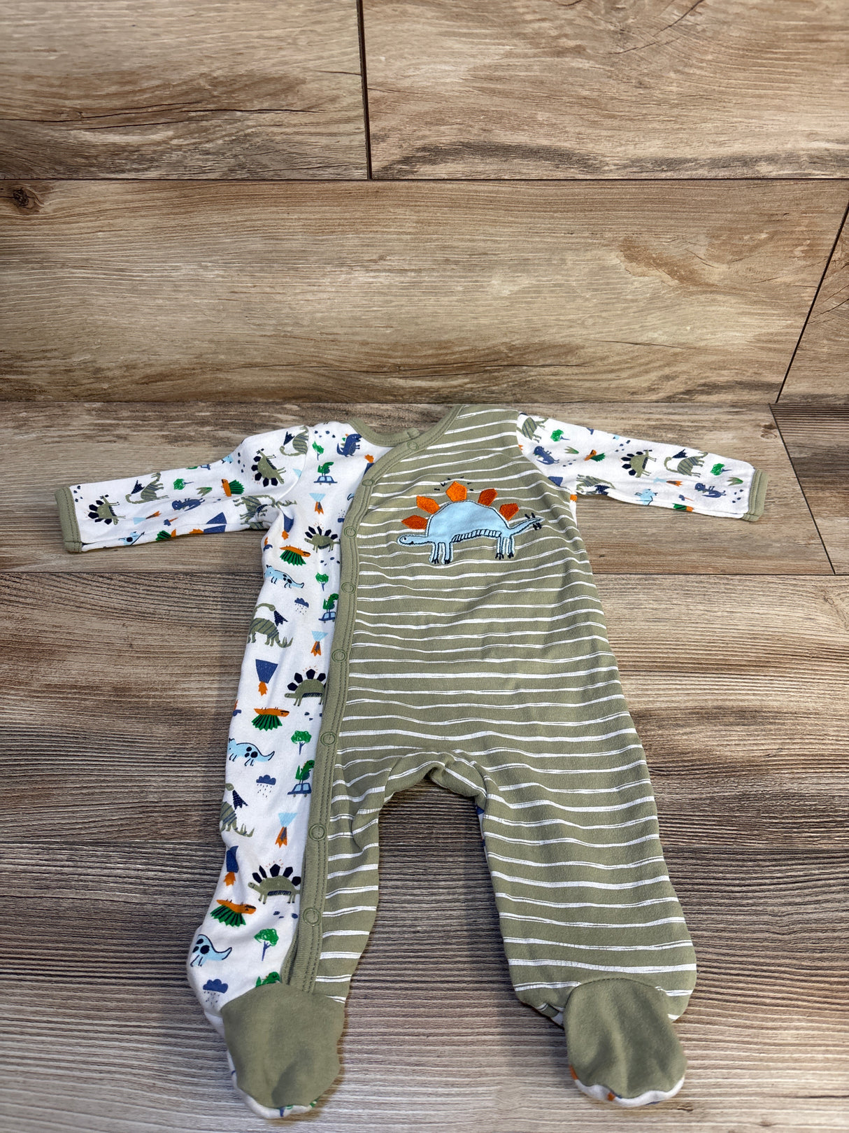 Weeplay Dinosaur Print Kimono Sleeper White sz 3-6m